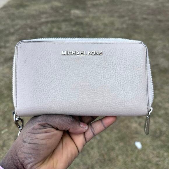 Michael Kors Jet Set Large Flat Multifunction Pebbled Leather Wristlet‎ Wallet - Picture 9 of 12